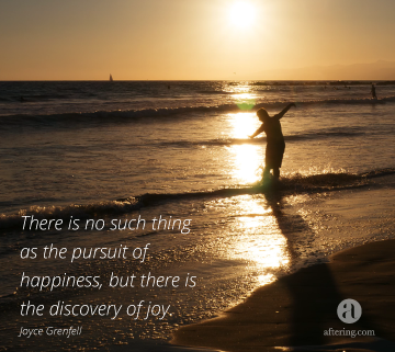 There is no such thing as the pursuit of happiness, but there is the discovery of joy.