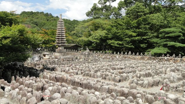 adashino nenbutsuji temple, japan where 8,000 Buddhist statues here placed in memory of those who died without kin.