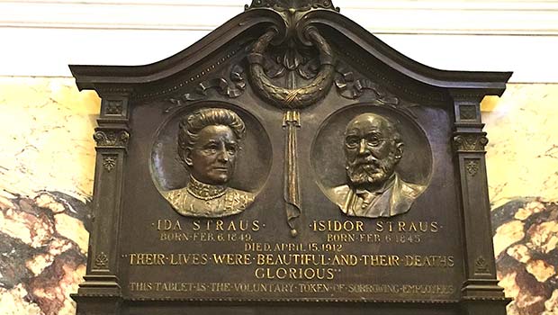 Memorial to Ida and Isidor Straus in Macy's, New York